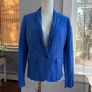 J Crew Schoolboy Blazer Size 10 Medium Metallic Royal‎ Blue Rayon